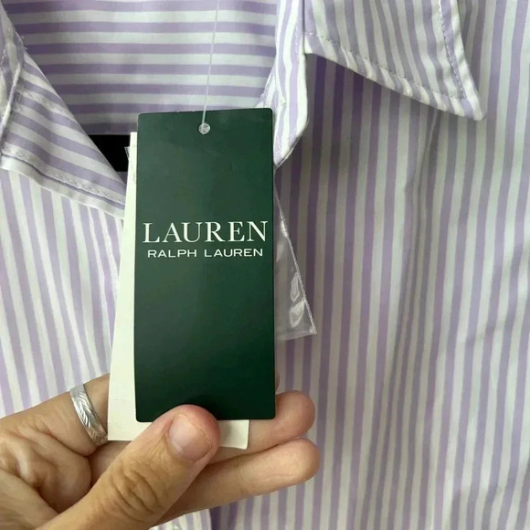 Ralph Lauren Lilac and White Striped Button Down Shirt - Picture 5 of 12